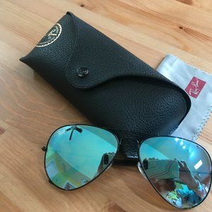 Ray-Ban Aviator Flash Lenses-Blue with Black Frame